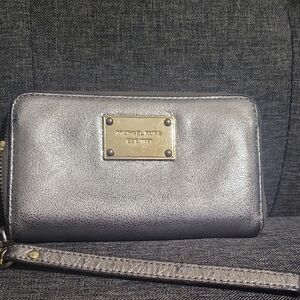 Michael Kors  Metallic Gray Wristlet
